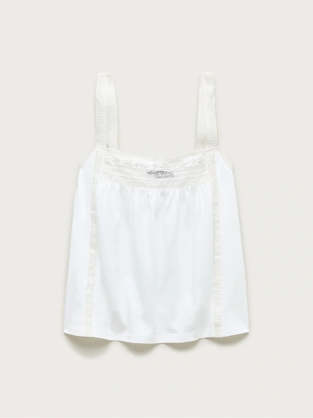NWT J.Crew White Lace-Trim Compact Poplin Tank Top size S